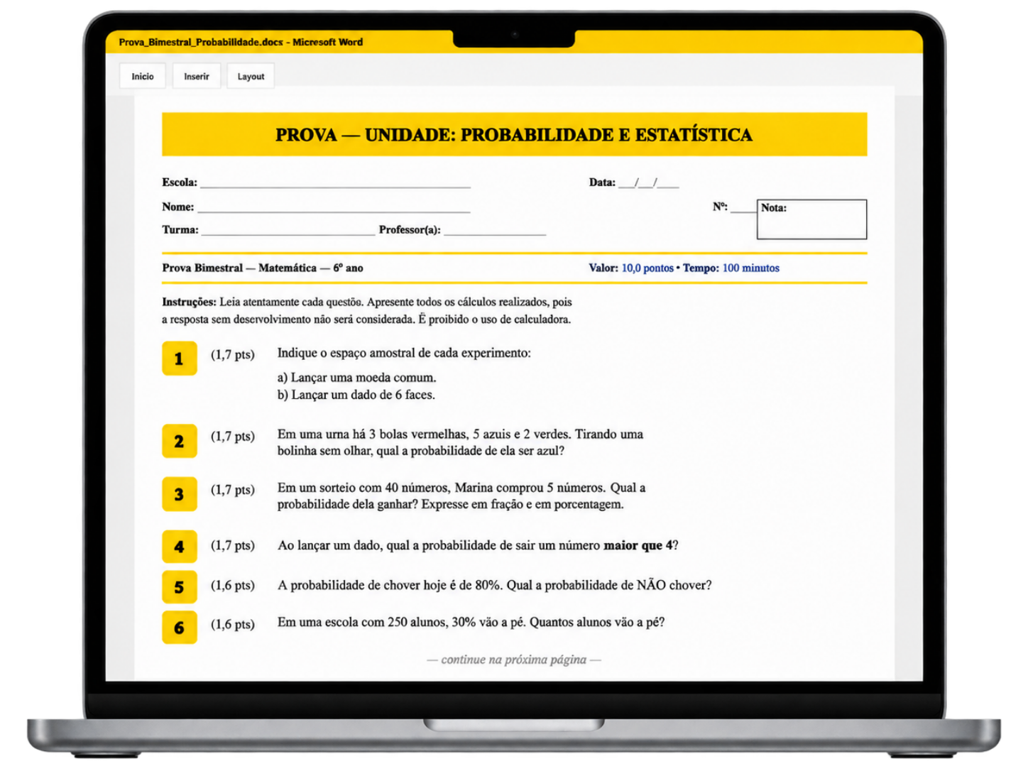 Provas e testes