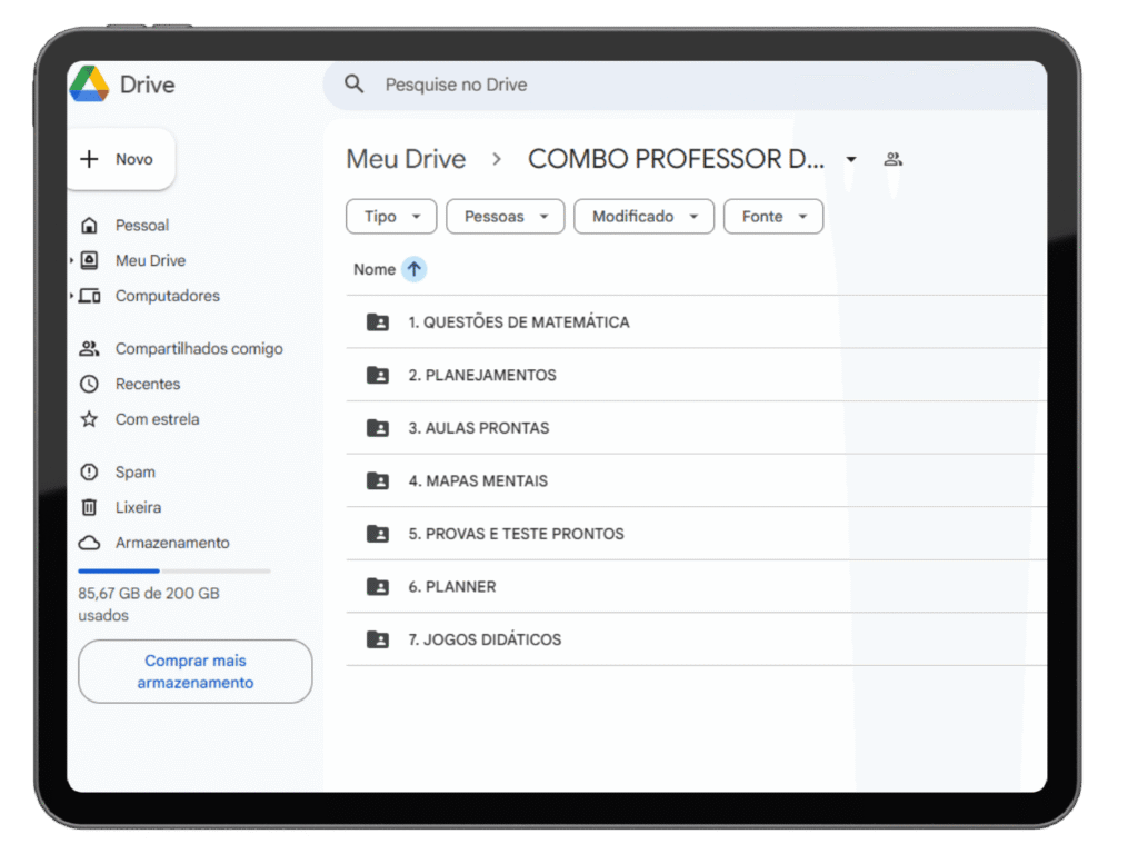 Organização por filtros